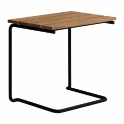 Grythyttan Stålmöbler A3 bord/fotpall Teak-svart stålstativ