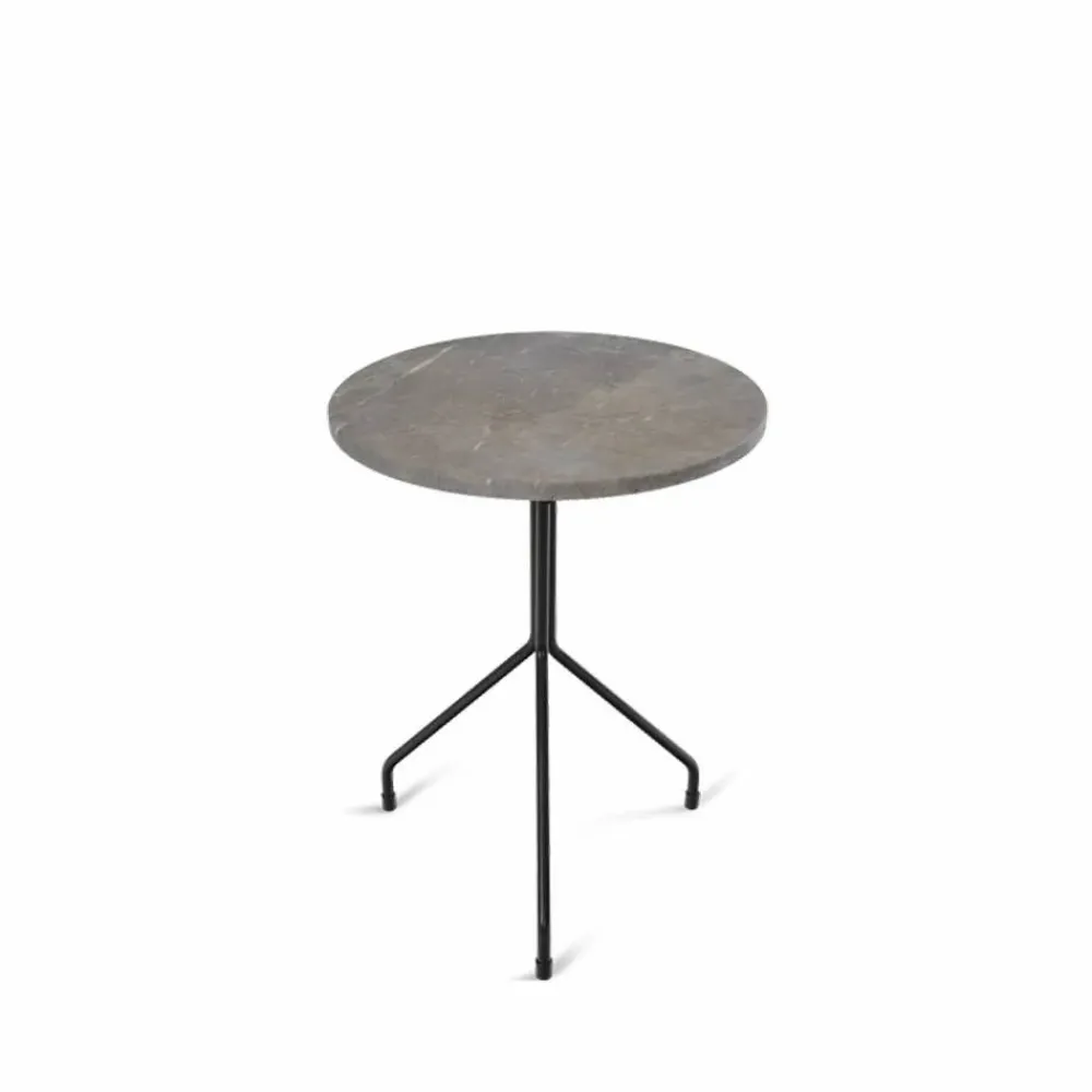 OX Denmarq All For One sidobord Grey marble-black Ø50 cm
