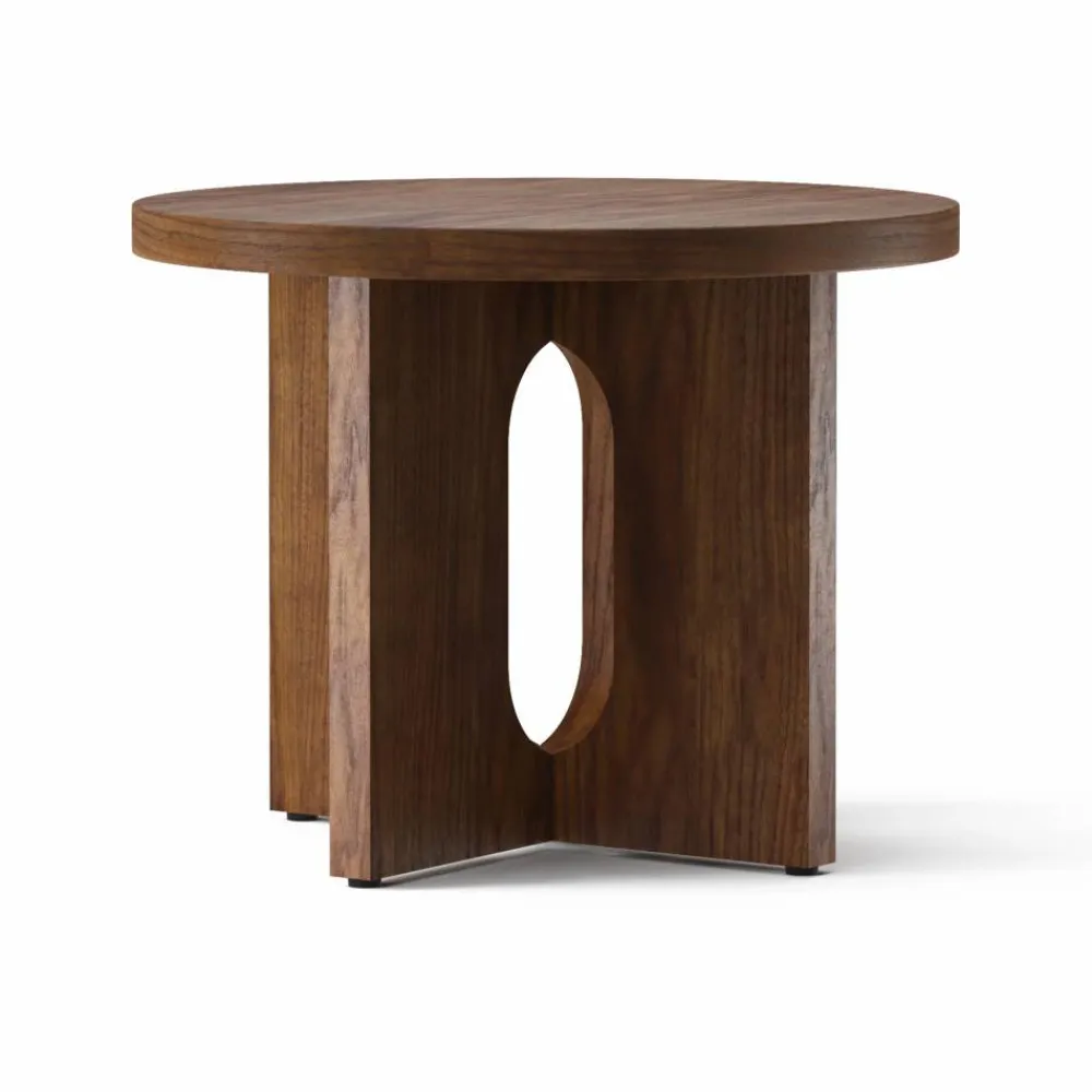 Audo Copenhagen Androgyne sidobord Ø50 cm valnötsbas Valnöt-bordsskiva
