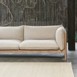 HAY Arbour ECO 2-sits Soffa Tyg vidar 472 mustard vaxoljat valnöt