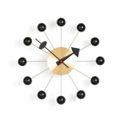 Vitra Ball Clock väggklocka Svart-Mässing