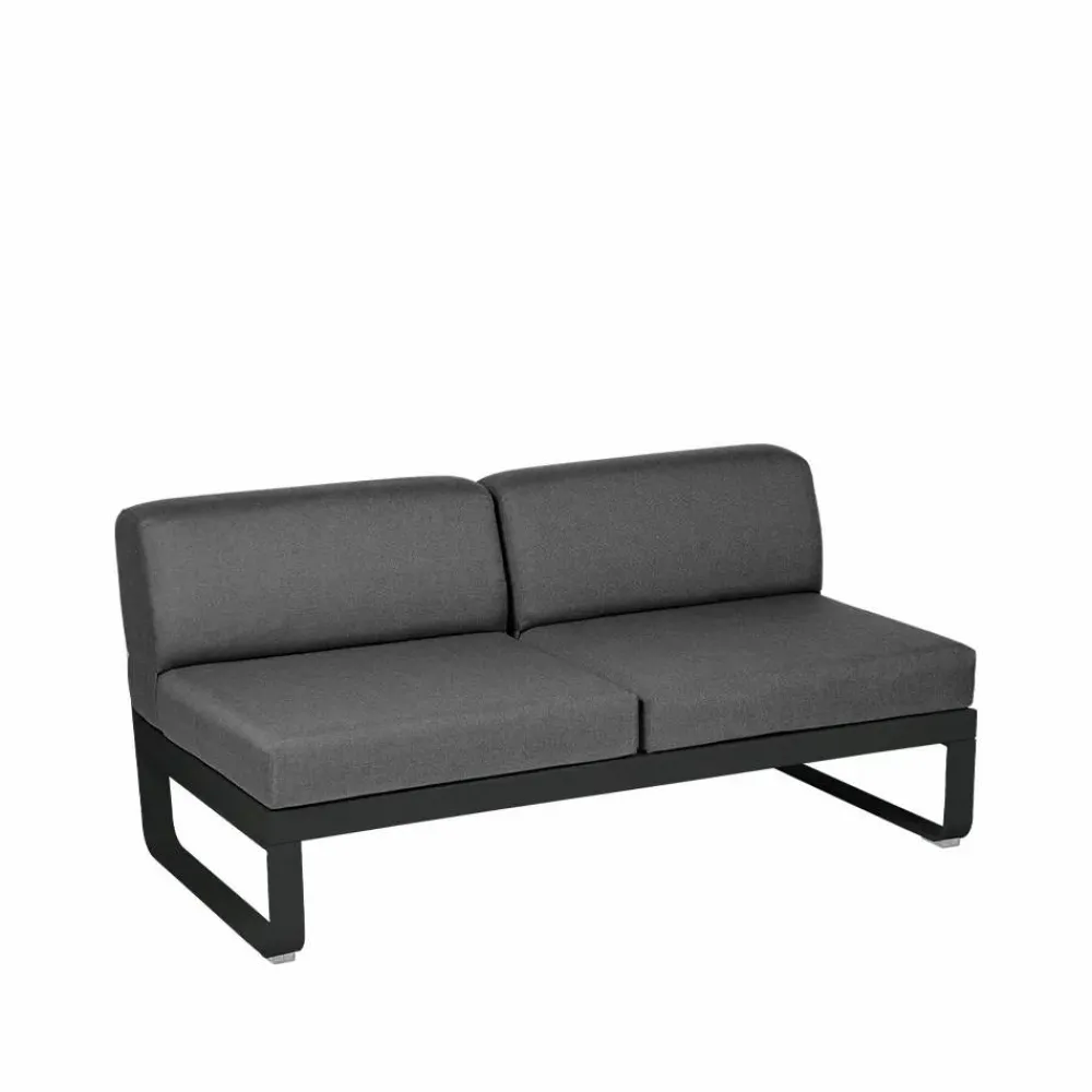 Fermob Bellevie Central modulsoffa 2-sits Liquorice (svart) graphite grey dyna