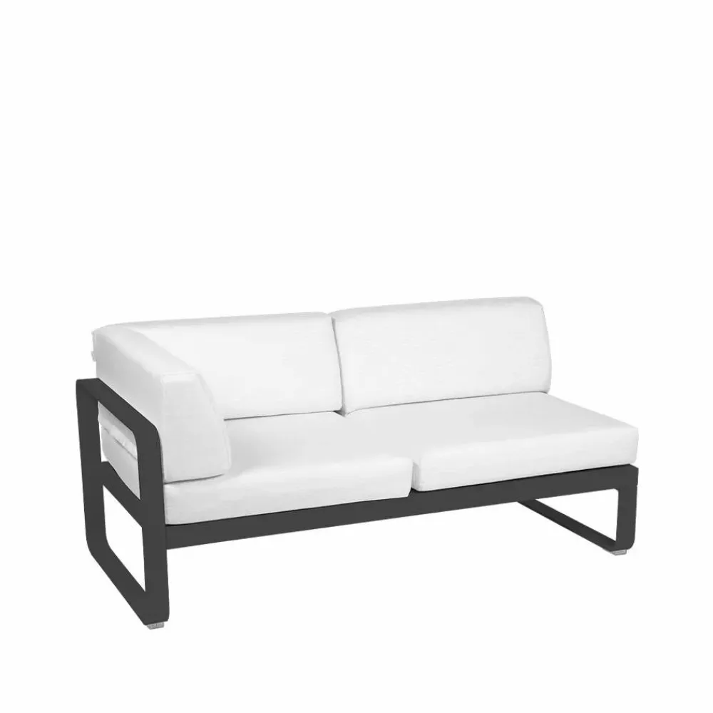 Fermob Bellevie Corner modulsoffa 2-sits Anthracite (grå) offwhite dyna vänster