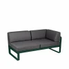 Outlet Fermob Bellevie Corner modulsoffa 2-sits Cedar green (grön) graphite grey dyna höger
