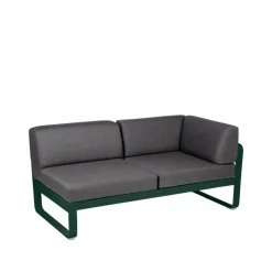 Outlet Fermob Bellevie Corner modulsoffa 2-sits Cedar green (grön) graphite grey dyna höger