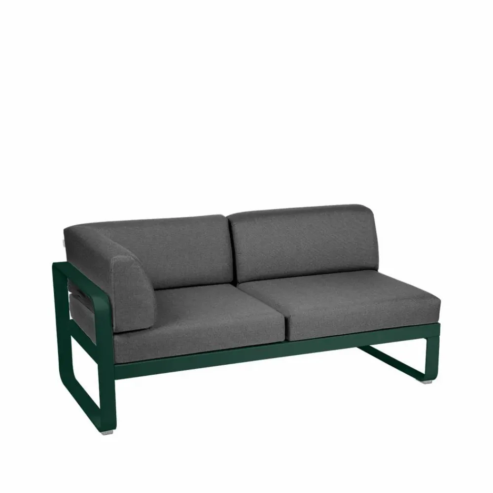 Fermob Bellevie Corner modulsoffa 2-sits Cedar green (grön)-graphite grey dyna-vänster