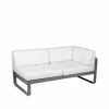 Fermob Bellevie Corner modulsoffa 2-sits Rosemary (grön) offwhite dyna höger