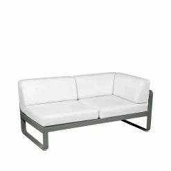 Fermob Bellevie Corner modulsoffa 2-sits Rosemary (grön) offwhite dyna höger