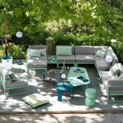 Discount Fermob Bellevie 1-sits fotpall Cedar green (grön) off-white dyna