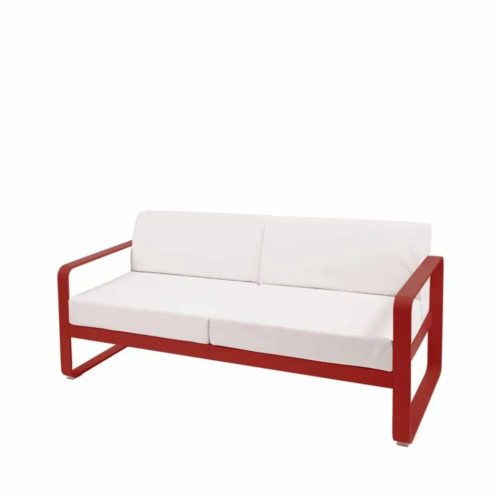 Fermob Bellevie 2-sits soffa Chili (röd) off-white dyna
