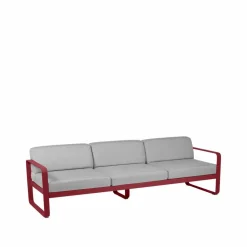 Fermob Bellevie soffa 3-sits Chili (röd)-flannel grey dyna