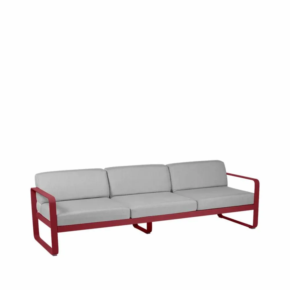 Fermob Bellevie soffa 3-sits Chili (röd)-flannel grey dyna
