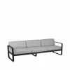 Outlet Fermob Bellevie soffa 3-sits Liquorice (svart) flannel grey dyna