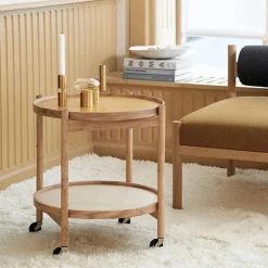 Best Brdr. Krüger Bølling Tray Table model 50 rullbord base oljat valnötsstativ