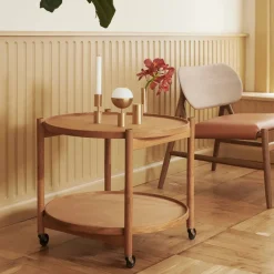 Brdr. Krüger Bølling Tray Table model 60 rullbord base oljat valnötsstativ