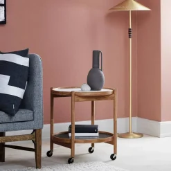 Brdr. Krüger Bølling Tray Table model 50 rullbord leaf oljat valnötsstativ