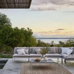 Skargaarden Bönan modulsoffa Fiord 551 beige 2-sits mörkgrå aluminium ram