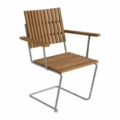 New Grythyttan Stålmöbler Bovik karmstol Teak-varmförzinkat stativ