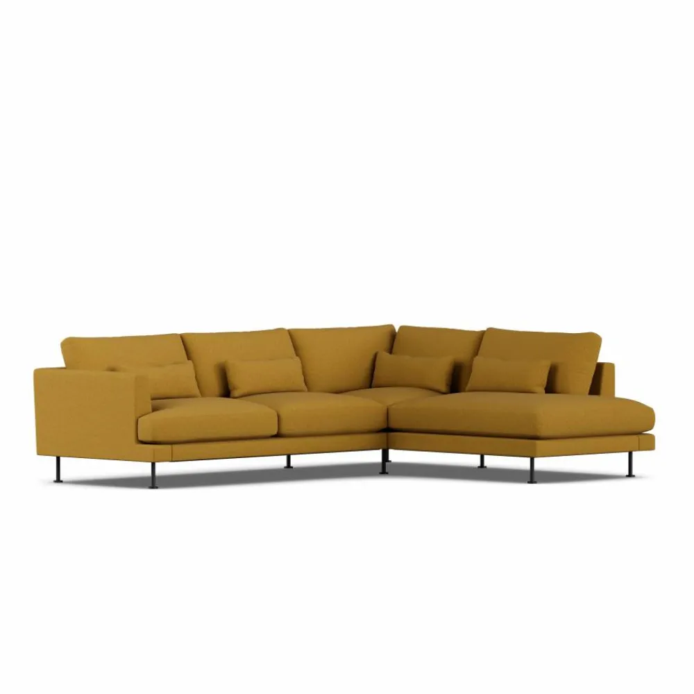 1898 Bredhult soffa Luiza Mustard 3972-svart stål 3-sits A1