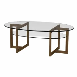 Englesson Brutus soffbord ellips ek brunolja 130x80cm glasskivor