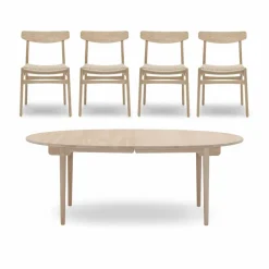 Carl Hansen & Søn CH338 matbord + CH23 stol 4-pack - Vitoljad ek-natur