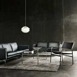 Carl Hansen & Søn CH102 soffa 2-sits Loke 7150 läder-rostfritt stål