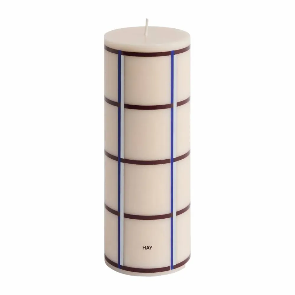 HAY Column Candle blockljus medium 20 cm Off white-bordeaux-blue-silver