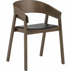 Sale Muuto Cover Armchair karmstol med lädersits Refine leather black-brown