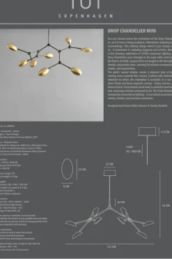 New 101 Copenhagen Drop Chandelier takkrona mini Mässing