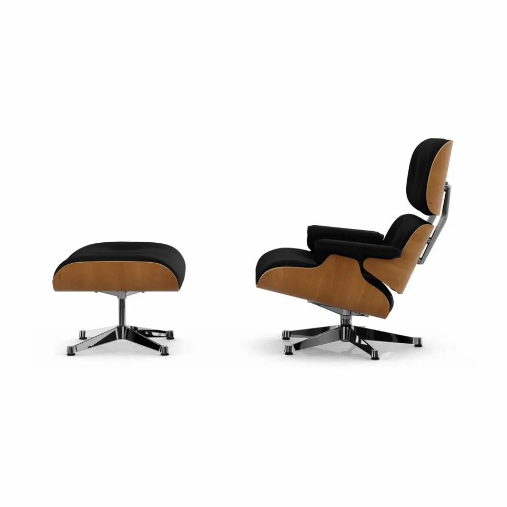 Vitra Eames Lounge Chair & Ottoman new dimensions 66 Nero-28 cherry natural-pol. steel