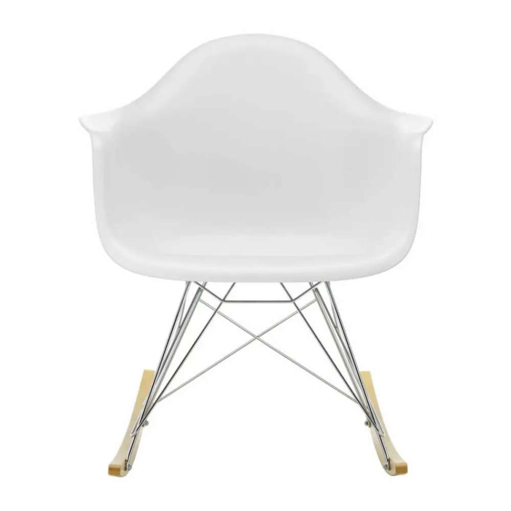 Vitra Eames Plastic Armchair RE RAR gungstol 85 cotton white-chrome-golden maple