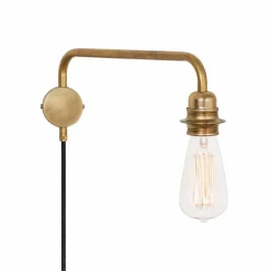 Sale Konsthantverk Edison vägglampa arm ned mässing rå