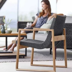 Cane-line Endless loungefåtölj Dark grey teakstativ