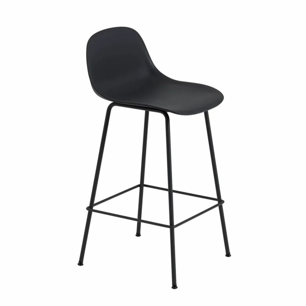 Muuto Fiber Tube barstol ryggstöd 65 cm Anthracite Black (plastic)