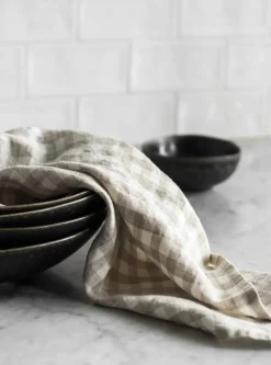 Discount Tell Me More Gingham rutig kökshandduk 70x50 cm Natural