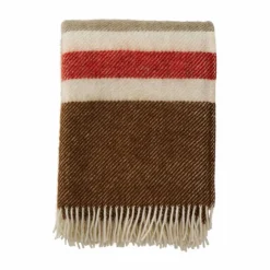 Klippan Yllefabrik Gotland Stripe ullpläd 130x200 cm Brown-beige-red