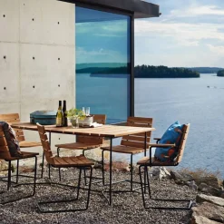 Discount Skargaarden Grinda bord Teak large svart stativ