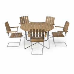 New Grythyttan Stålmöbler Grythyttan matgrupp ek 9A Ø120cm + 5st A2