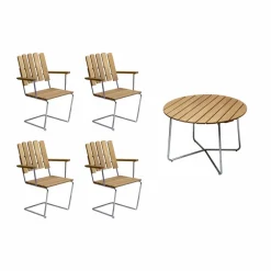 Discount Grythyttan Stålmöbler Grythyttan matgrupp ek 9A Ø100cm + 4st A2