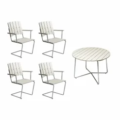 Grythyttan Stålmöbler Grythyttan matgrupp vit 9A Ø100cm + 4st A2