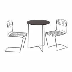 Grythyttan Stålmöbler High tech bord Ø60 cm + 2 High tech stol svart-varmförzinkad