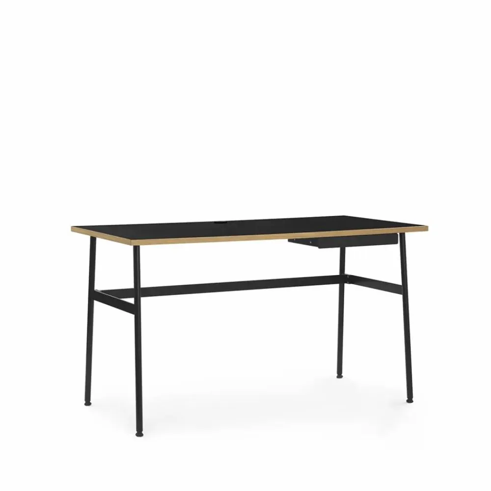 Normann Copenhagen Journal skrivbord svart laminat svarta stålben och låda