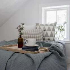 Online Scandi Living Kimono överkast 260x260 cm Dusty petrol