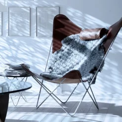 Barn OX Denmarq KS Chair fladdermusfåtölj Läder black rostfritt stativ