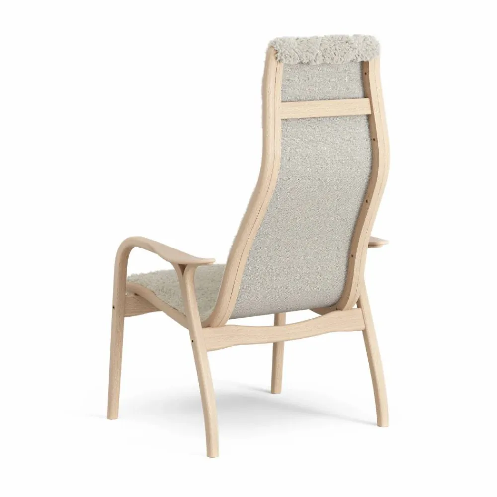 Outlet Swedese Lamini barnfåtölj lackad bok/fårskinn Moonlight (beige)
