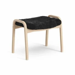 Hot Swedese Lamini fotpall till barn lackad bok/fårskinn Black (svart)