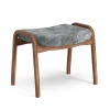 Swedese Lamino fotpall fårskinn scandinavian grey naturlackad valnöt