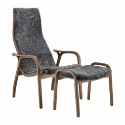 Best Swedese Lamino fåtölj och fotpall ek/fårskinn Special Edition Rubio Monocoat Chocolate-Charcoal
