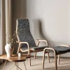 Clearance Swedese Lamino fåtölj och fotpall lackad bok/fårskinn Scandinavian Grey (grå)