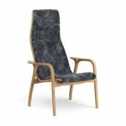 Barn Swedese Lamino fåtölj oljad ek/fårskinn Charcoal (mörkgrå)